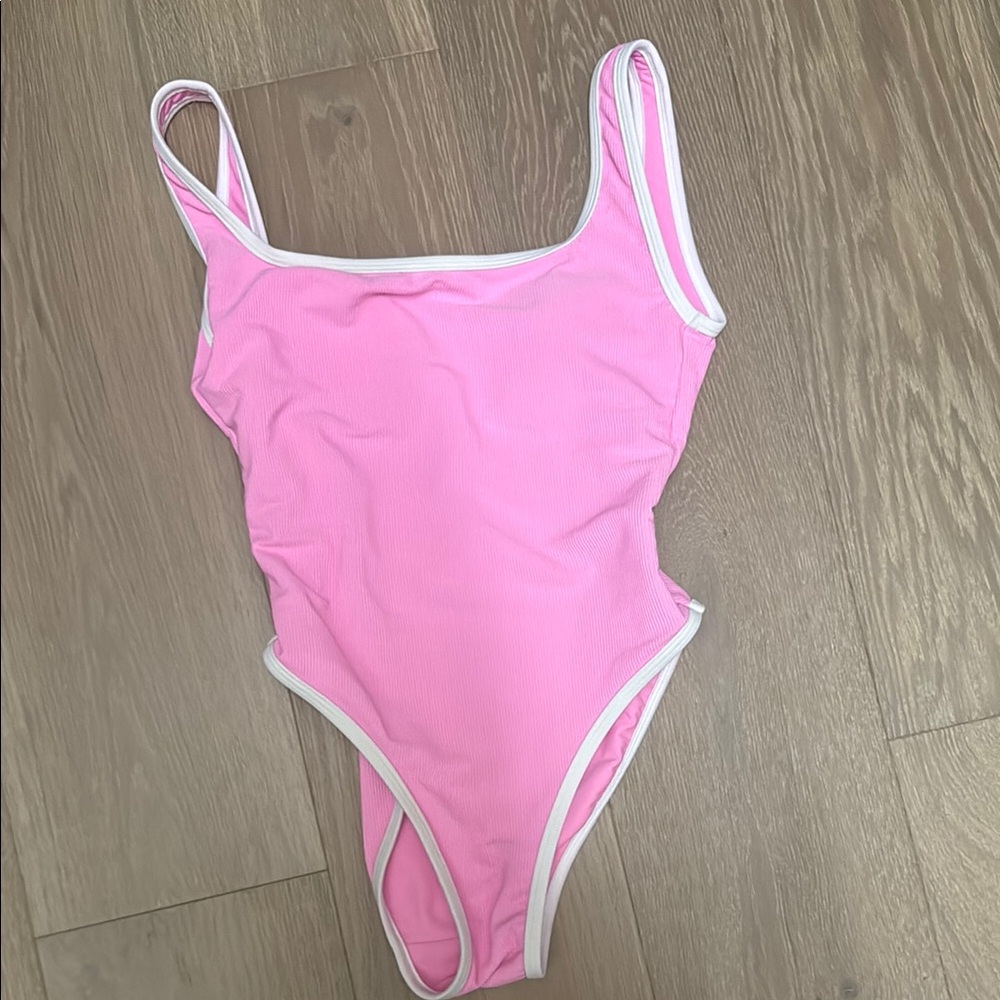 LainSnow Pink Swimsuit with White Accents
